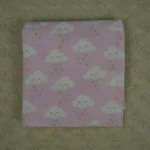 Zak & Zoey Clouds Baby Receiving Blanket Pink Hearts White Purple Gray Flannel